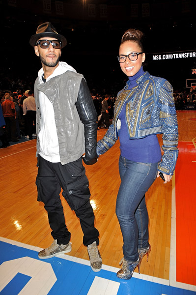 Alicia Keys and Swizz Beatz were spotted at the New York Knicks game against